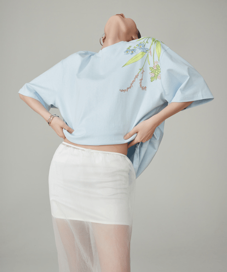 Floral Botanical Embroidery Oversized T-shirt