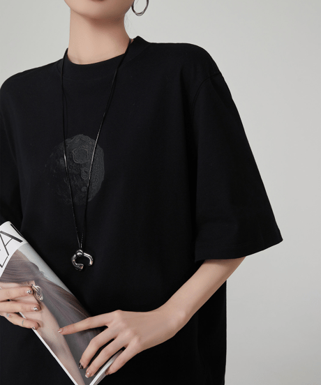 Moon Graphic Oversized Short Sleeve T-Shirt