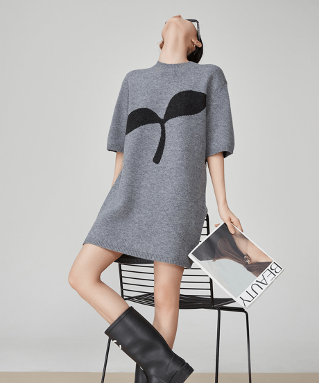 Sprout Graphic Short Sleeve Knit Mini Dress