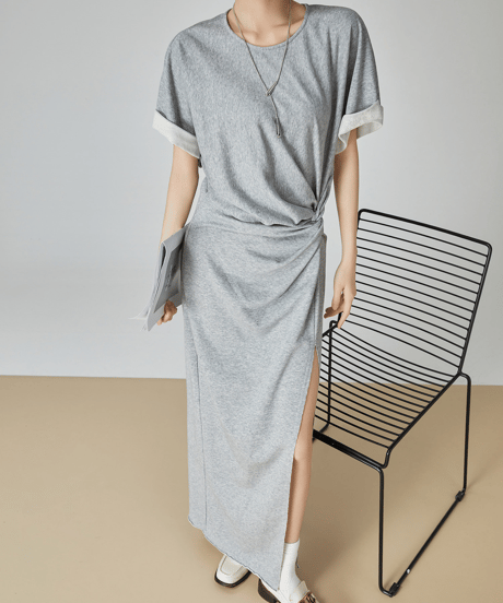 Twist Side Slit Maxi Sweat Dress