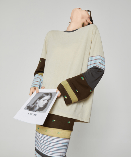 Patchwork Color Block Long Sleeve Tops & Long Skirt