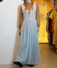 70s Vintage Lace & Pleated Nightgown