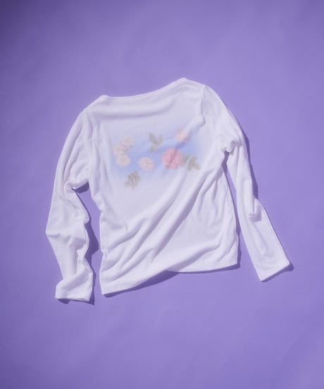 Dreamy watercolor flower knit top（White）