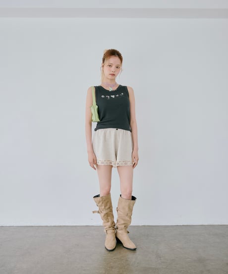 Lace Hem Lounge Shorts（Oatmeal）