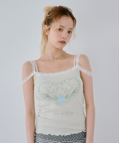 Lace Trim Heart Cami Top