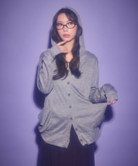 Loose fit hooded cardigan (Gray)