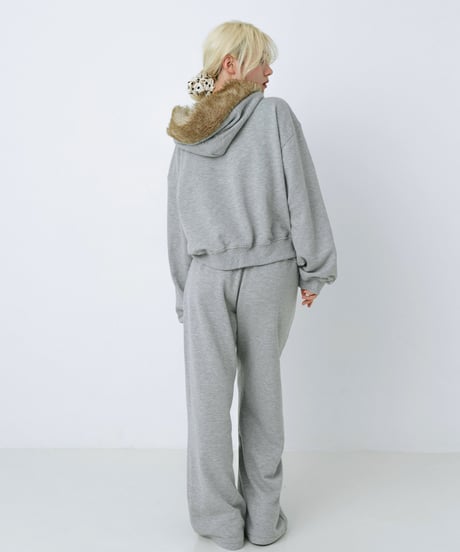 Fur hood double zip hoodie (Gray)