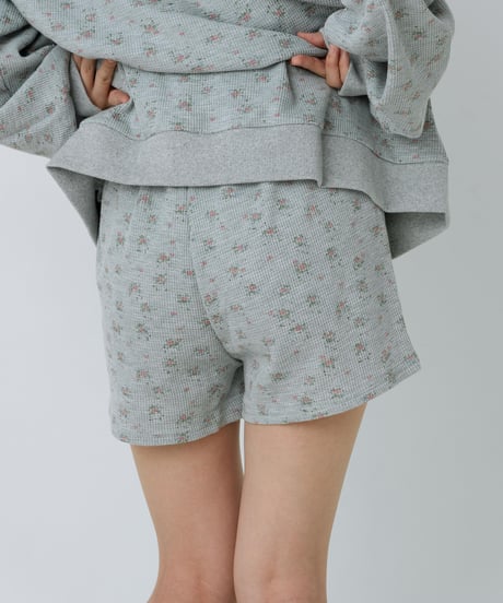 Floral print waffle shorts (Gray)