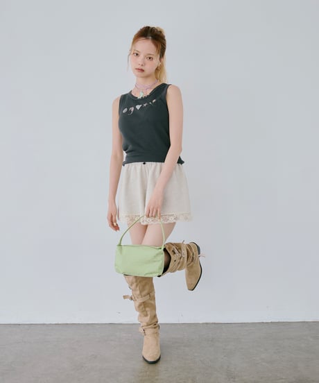Shell Print Rib Tank Top（Black）