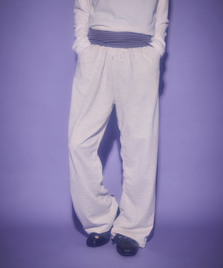 Border foldover wide sweat pants