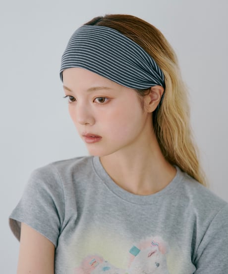 Border Wide Headband（Navy）