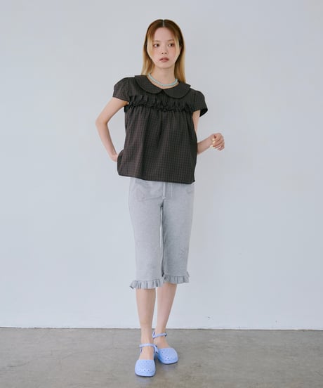 2-Way Check Frill Blouse
