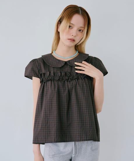 2-Way Check Frill Blouse