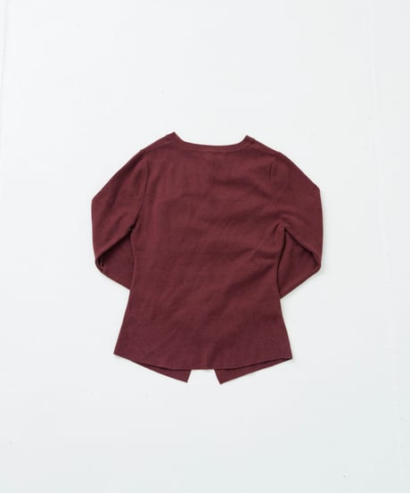 Front gather button cardigan (Burgundy)