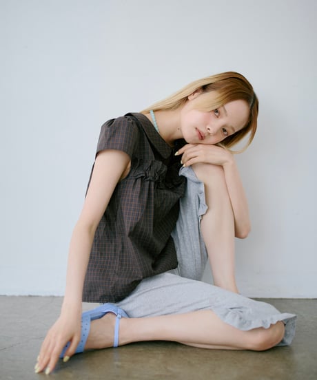 2-Way Check Frill Blouse