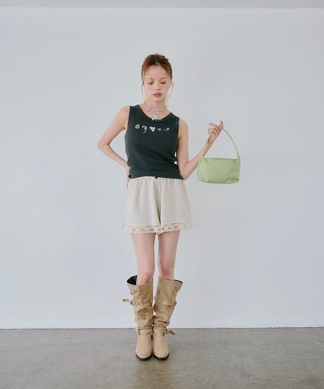 Lace Hem Lounge Shorts（Oatmeal）
