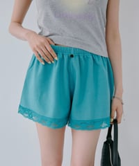 Lace Hem Lounge Shorts（Turquoise）