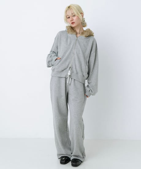 Double waist sweat pants (Gray)