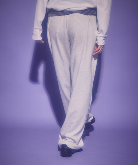 Border foldover wide sweat pants