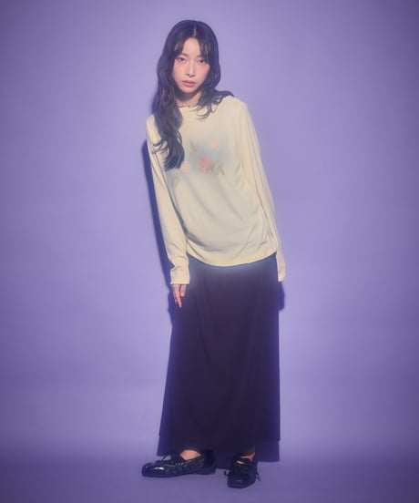 Dreamy watercolor flower knit top（Yellow）