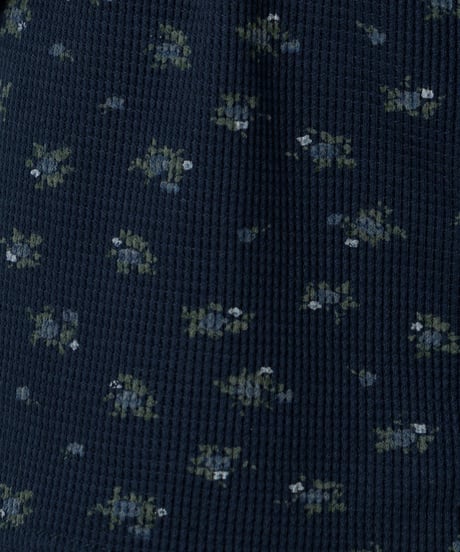 Floral print waffle shorts (Navy)