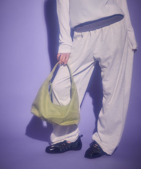 Border foldover wide sweat pants