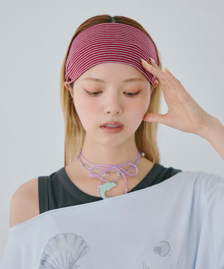 Border Wide Headband（Burgundy）