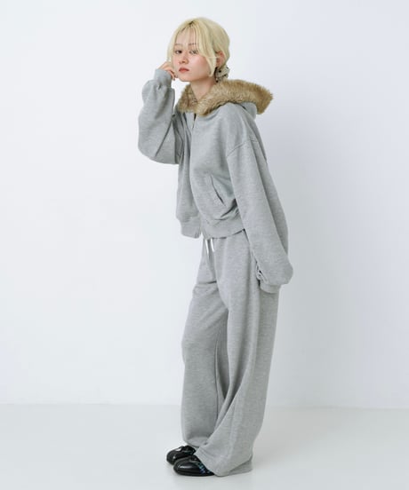 Double waist sweat pants (Gray)