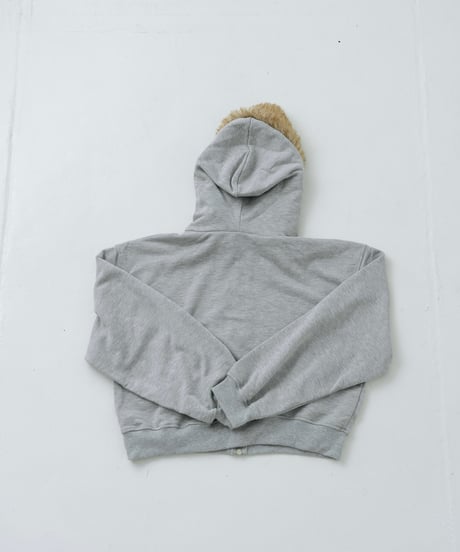 Fur hood double zip hoodie (Gray)