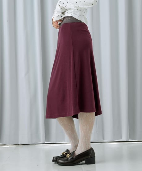Lace trim midi skirt(Burgundy)