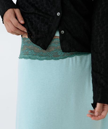 Lace trim midi skirt(mint)