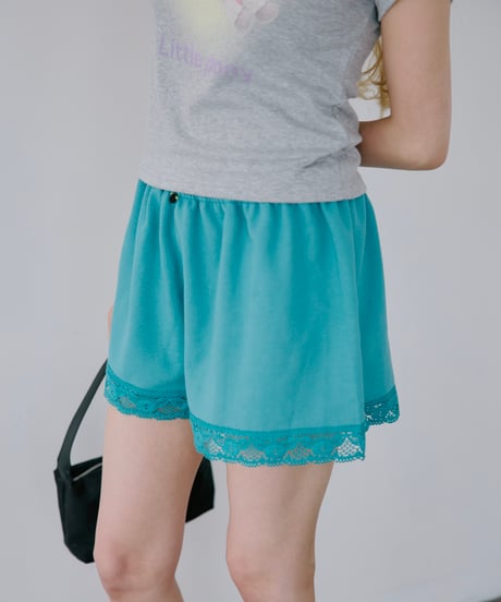Lace Hem Lounge Shorts（Turquoise）