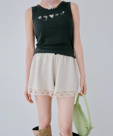 Lace Hem Lounge Shorts（Oatmeal）
