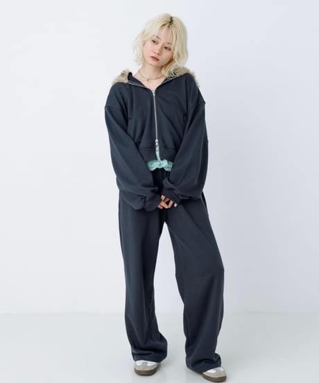 Double waist sweat pants (Navy)