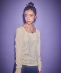 Lace panel square neck top (Ivory)