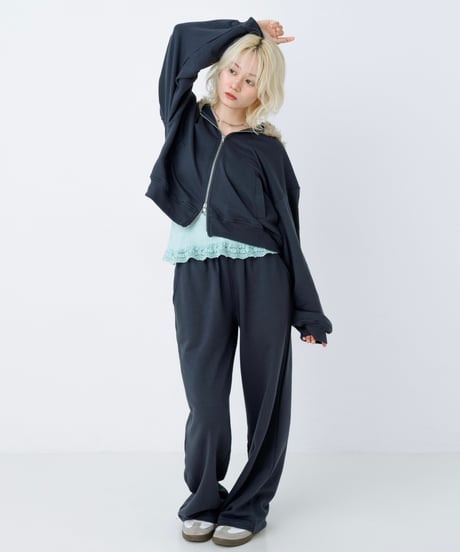 Double waist sweat pants (Navy)
