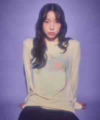Dreamy watercolor flower knit top（Yellow）