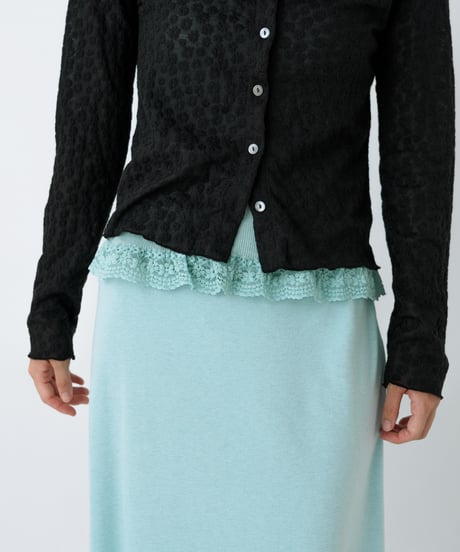 Lace trim midi skirt(mint)