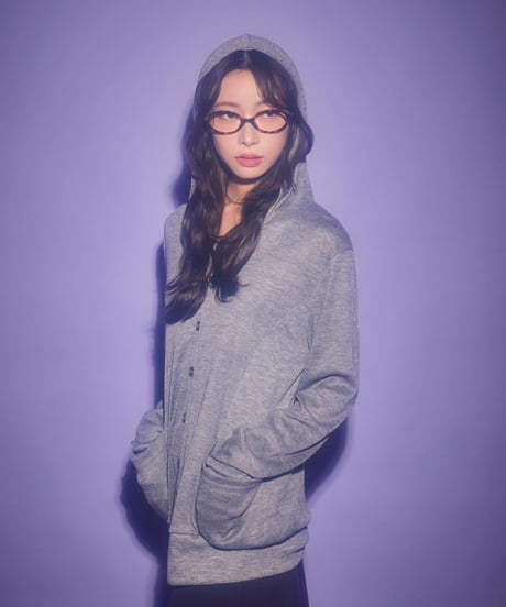Loose fit hooded cardigan (Gray)