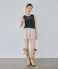 Lace Hem Lounge Shorts（Oatmeal）