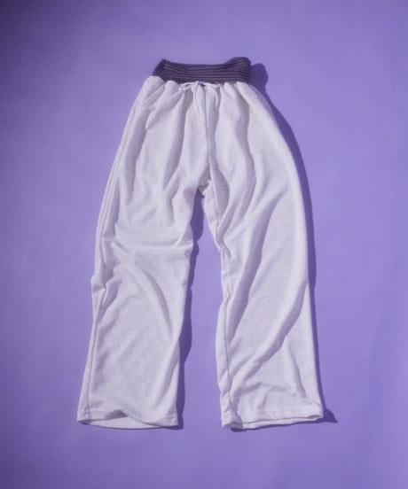 Border foldover wide sweat pants