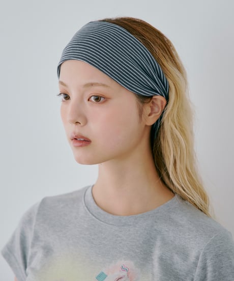Border Wide Headband（Navy）