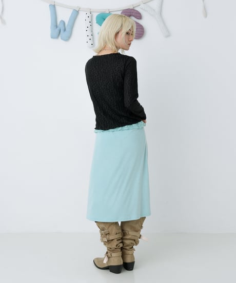Lace trim midi skirt(mint)