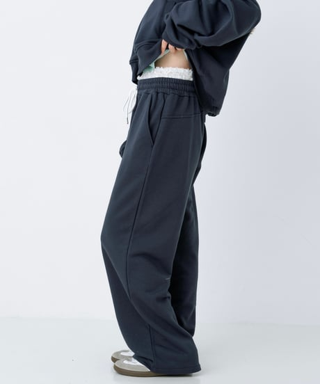 Double waist sweat pants (Navy)