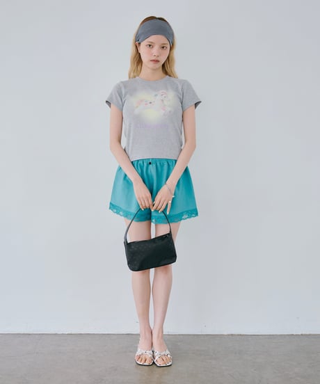 Lace Hem Lounge Shorts（Turquoise）