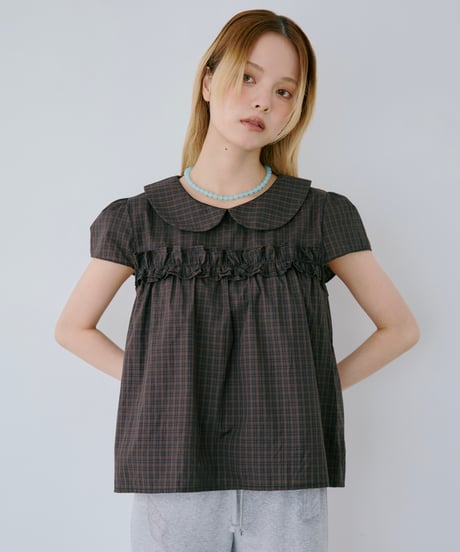 2-Way Check Frill Blouse