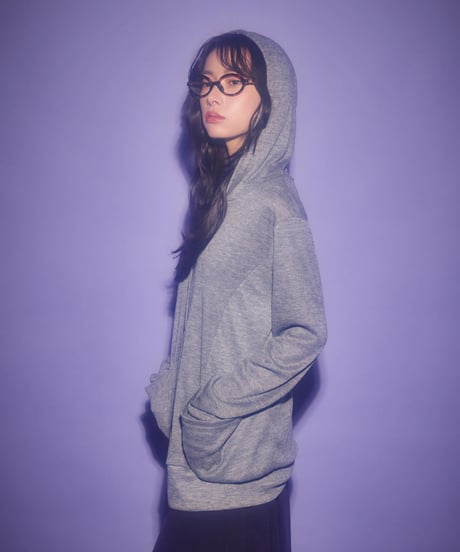 Loose fit hooded cardigan (Gray)