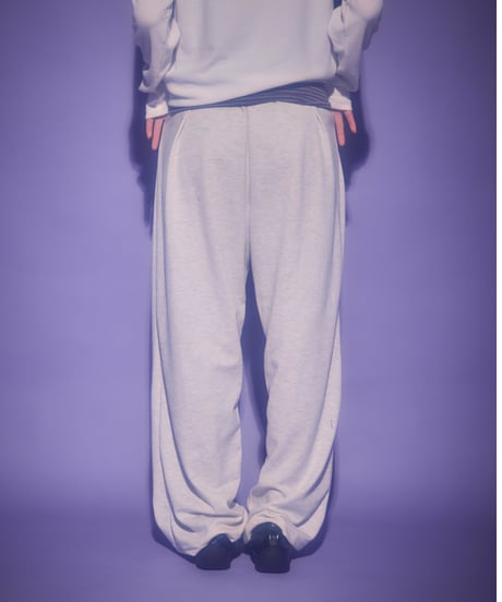 Border foldover wide sweat pants
