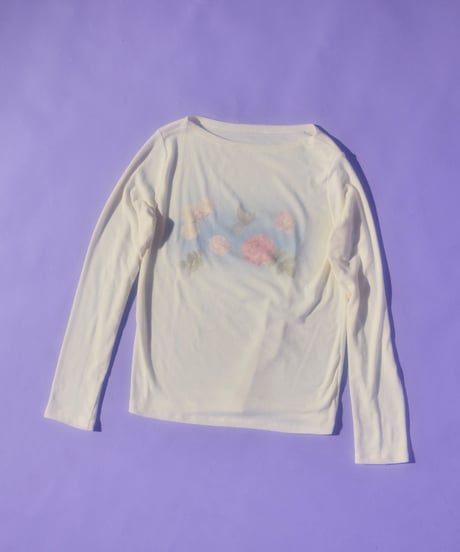 Dreamy watercolor flower knit top（Yellow）