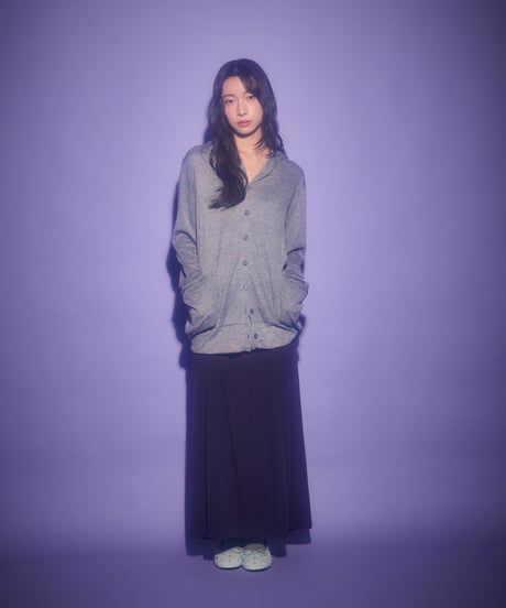 Loose fit hooded cardigan (Gray)